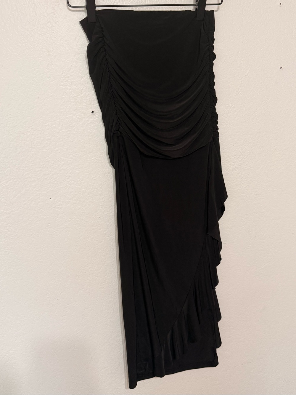 Black Asymmetrical Ruffle Tie-Front Set - Picture 3 of 6
